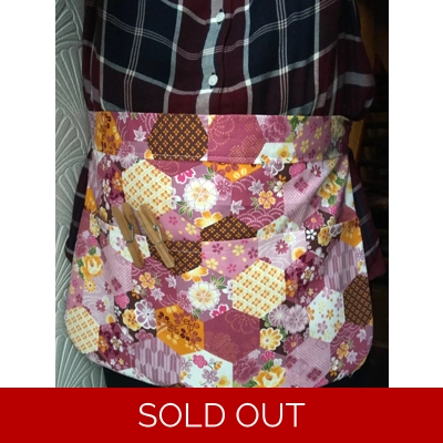 Three pocket utility apron, tie waist pink peg apron, lined craft apron handmade in Yorkshire, lette